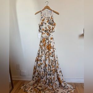 ALI & JAY Cream Maxi Dress with Mustard Floral Print